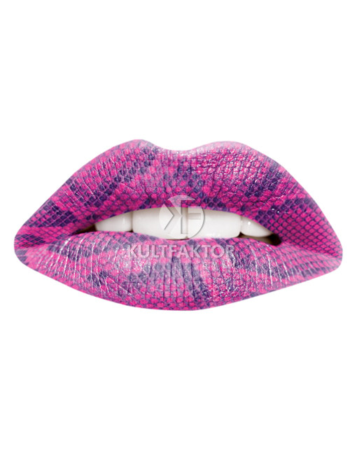 Lippen Tattoo Schlange pink-lila