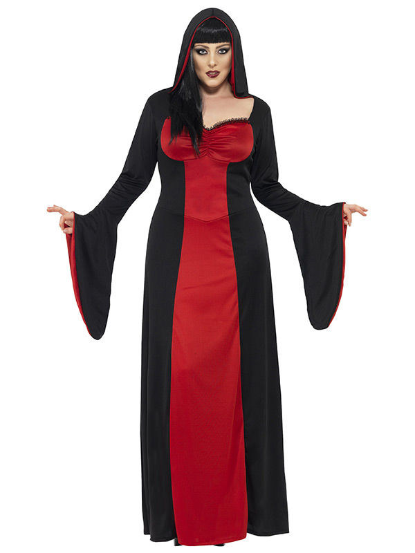 Dunkle Hexe Halloween Damenkostüm schwarz-rot
