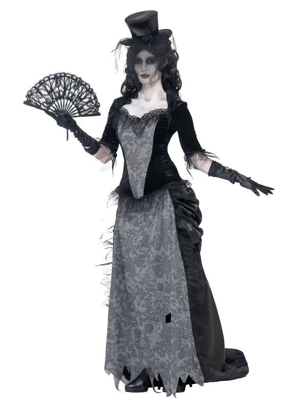 Zombie Schwarze Witwe Halloween Damenkostüm schwarz-grau