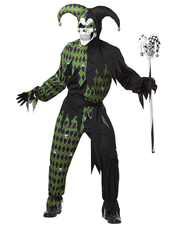 Böser Clown Harlekin Halloween-Kostüm schwarz-grün