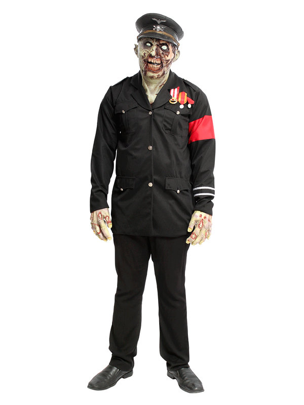 Zombie-Soldat Halloween Herrenkostüm schwarz-rot