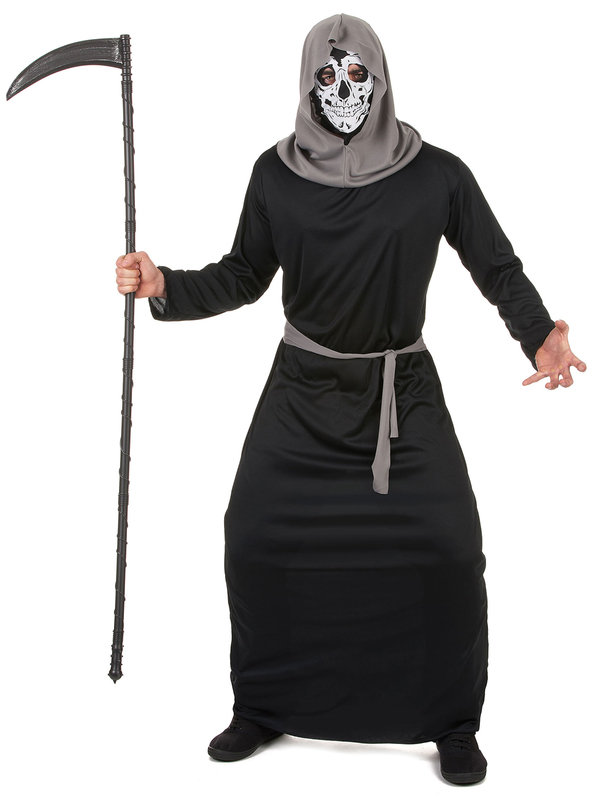 Skelett-Sensenmann Halloweenkostüm schwarz-grau