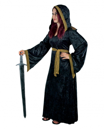 Priesterin Mittelalter Samtkleid mit Kapuze