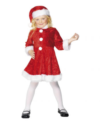 Mini Miss Santa Kinderkostüm mit Mütze