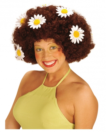 Flowerpower Afro Perücke Braun