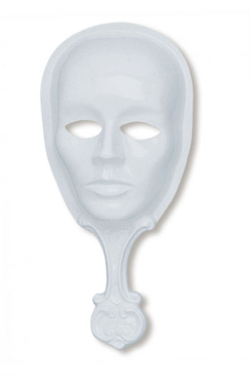 Weiße Gesichtsmaske mit Handgriff