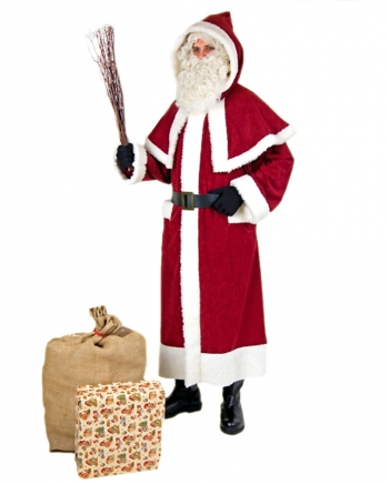 Weihnachtsmann Mantel mit Pellerine und Kapuze