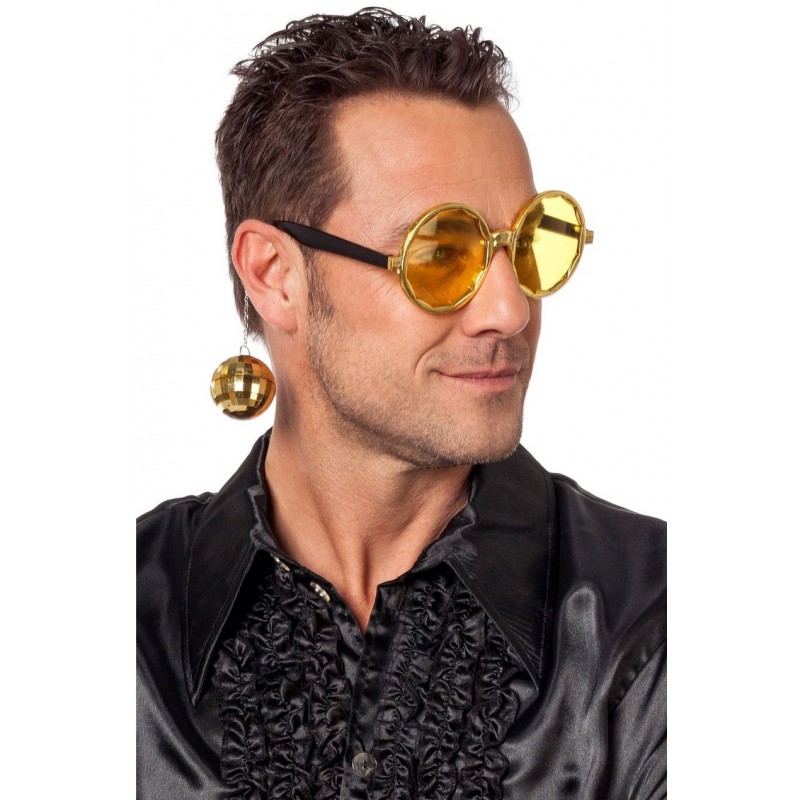 Goldene Disco Brille mit Discokugeln