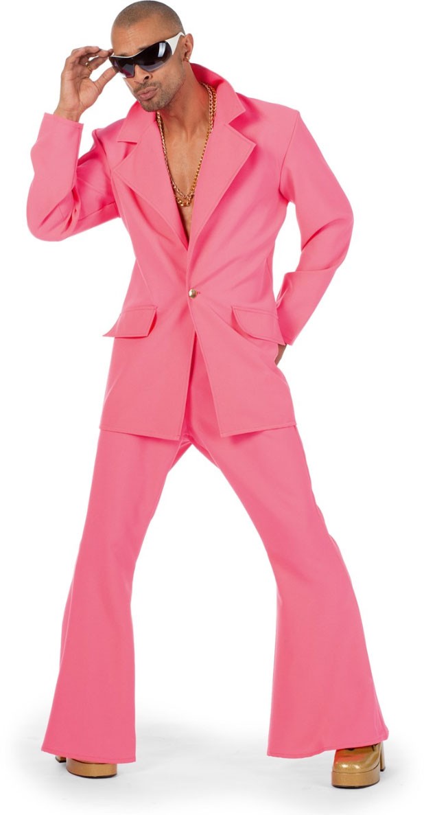 70er Disco Fever Anzug in pink-Herren 60