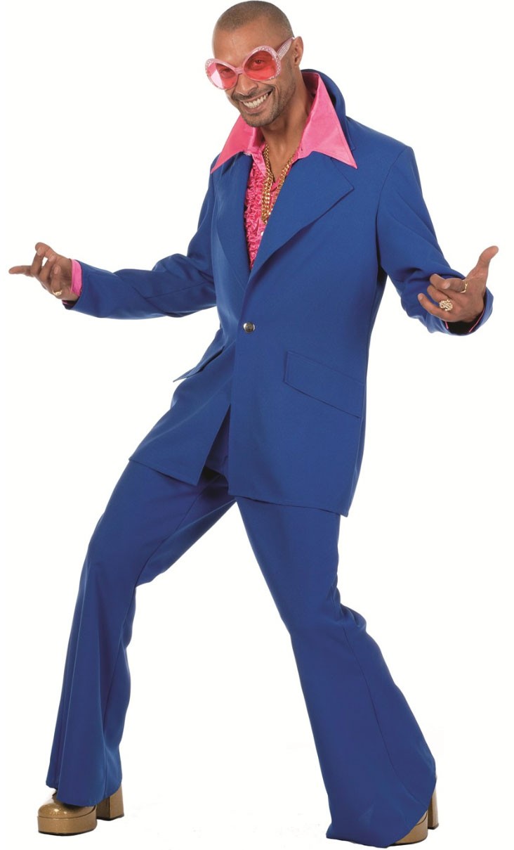 70er Disco Fever Anzug in blau-Herren 52
