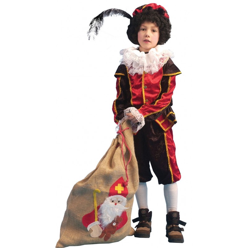 Kleiner Zwarter Piet Kinderkostüm schwarz-rot-Kinder 152