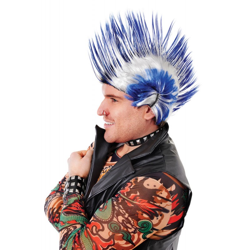 Irokese Punk Perücke blau