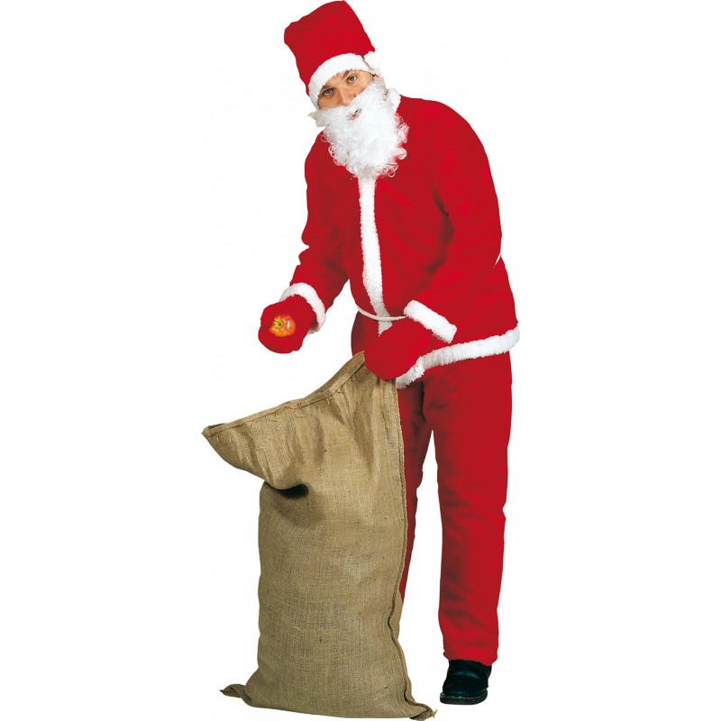 Weihnachtsmann Plüschkostüm mit Bart-Einheitsgröße