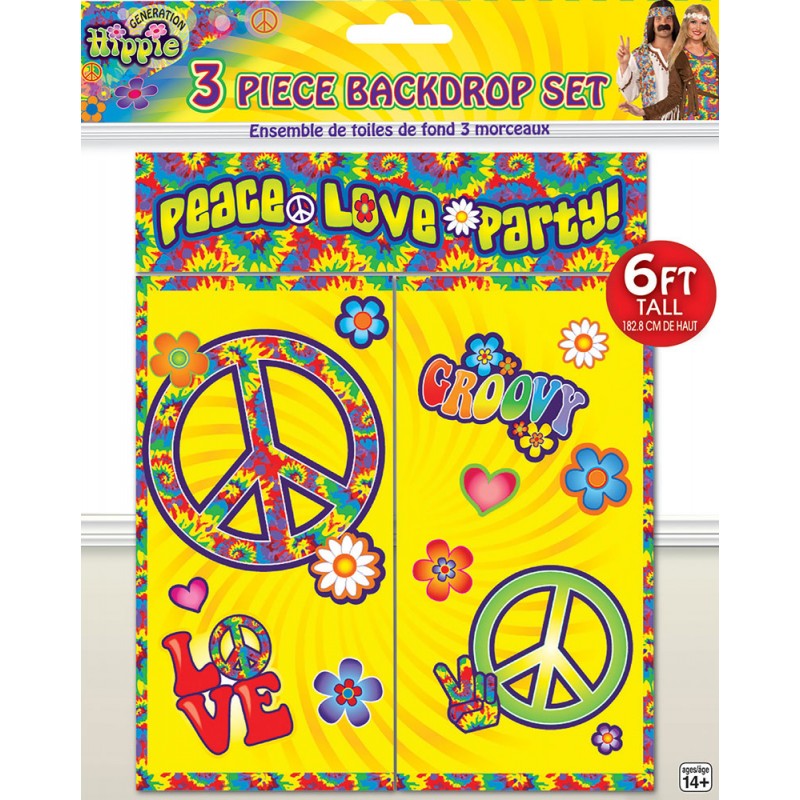 Hippie Peace and Love Wanddeko 3-teilig