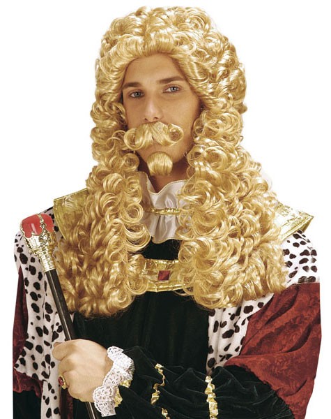 Majestät Barock König Perücke mit Bart für Herren