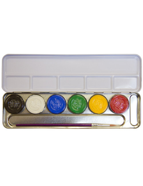 6-Farben Metall-Palette Schminkfarben bunt 30g