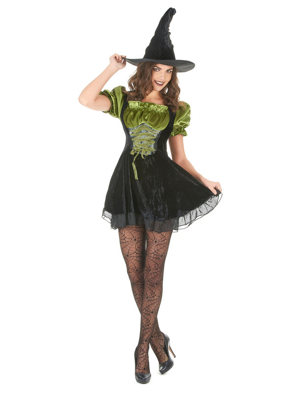 Verführerische Hexe Damenkostüm Zauberin schwarz-grün