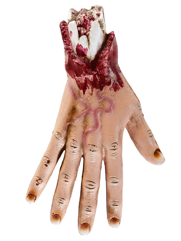 Abgehackte Hand Halloween Party-Deko hautfarben-rot 25cm