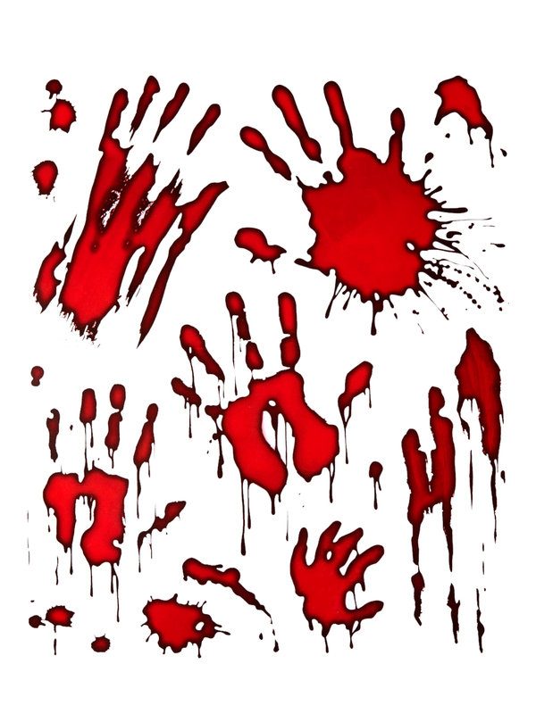 Blutige Hände Sticker-Set Halloween-Party-Deko 10-teilig rot 30x40cm