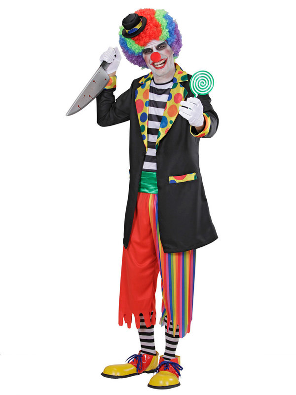 Psycho Clown Halloweenkostüm schwarz-bunt