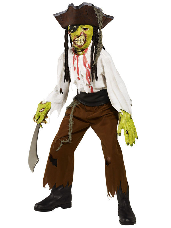 Halloween Geister-Pirat Kinderkostüm braun-grün-weiss