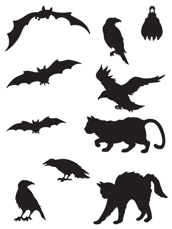 Schaurige Tiere Pappfiguren Halloween Party-Deko Set 10 Stück schwarz