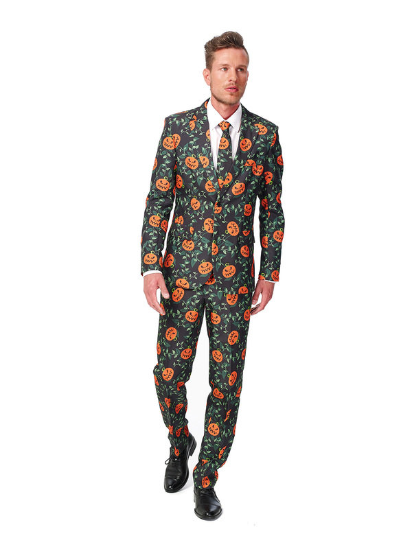 Kürbis Anzug Suitmeister schwarz-orange-grün