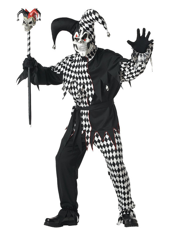 Böser Clown Harlekin Halloween-Kostüm schwarz-weiss