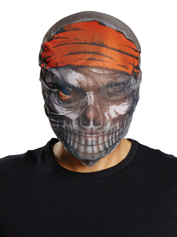 Zombie Pirat Halloween Maske grau-rot