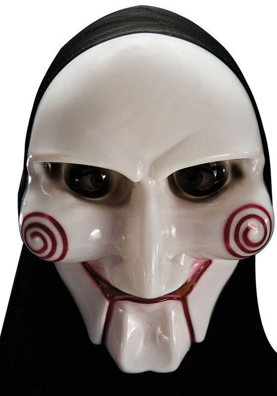 Horror Maske mit Kapuze für Erwachsene weiss-rot-schwarz