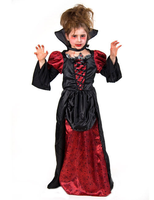 Vampir-Mädchen Halloween Kinderkostüm rot-schwarz
