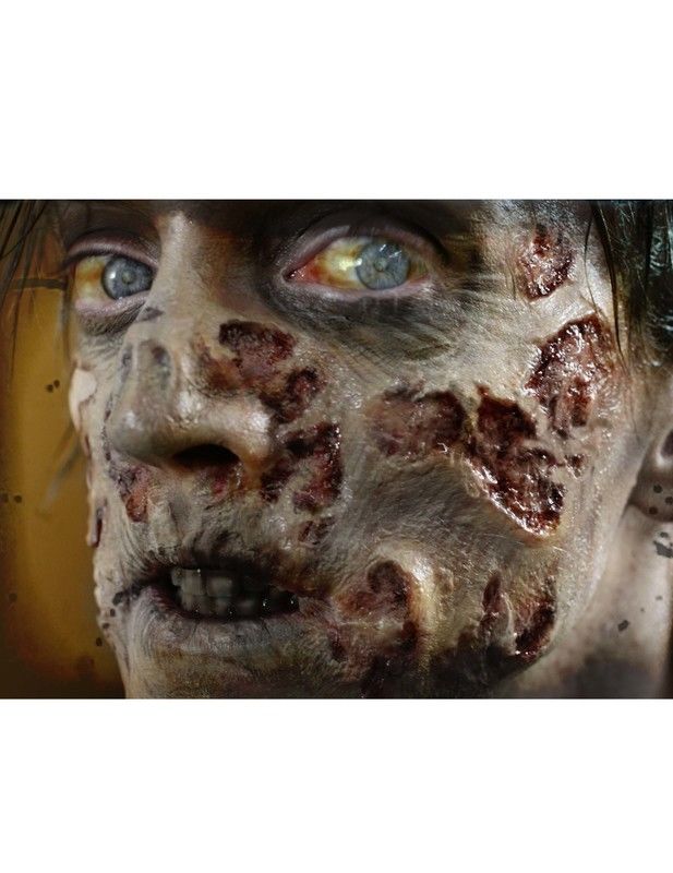 Verweste Zombie-Wunden Abziehbilder Halloween Kostümzubehör 4-teilig grau-rot