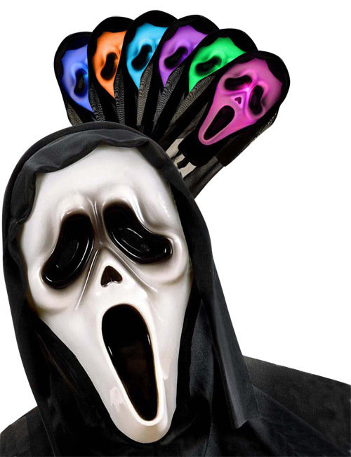 Leuchtende Halloween-Geister-Maske mit Kapuze Farbenwechsel bunt