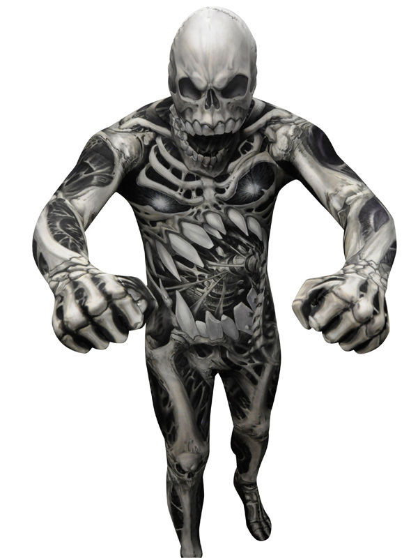 Monster Skelett Morphsuit Halloween schwarz-grau