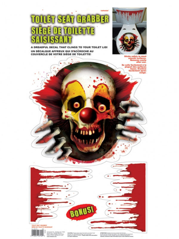 Horror-Clown Toiletten-Sticker Set Halloween-Party Deko 3-teilig bunt