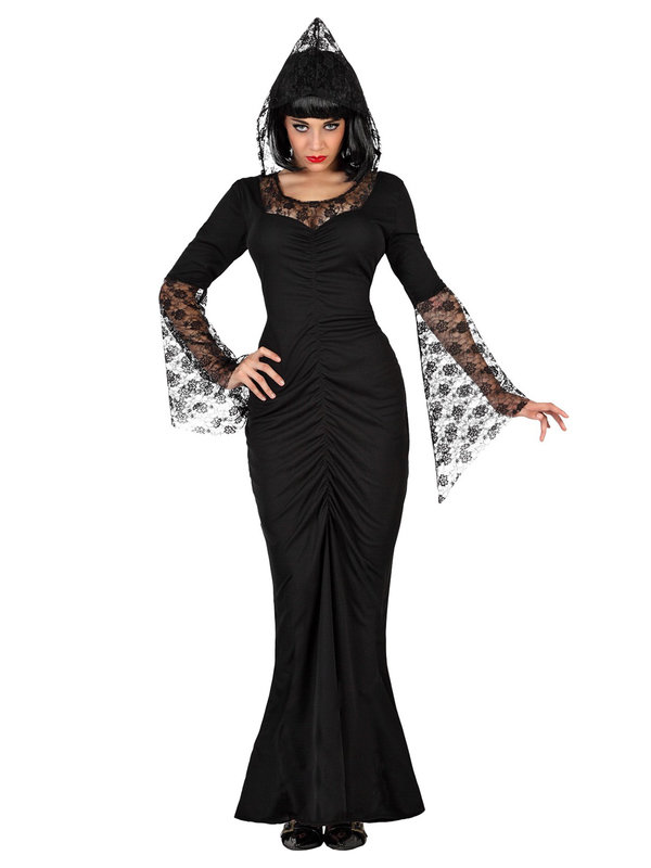 Gothic Hexe Halloween-Damenkostüm schwarz