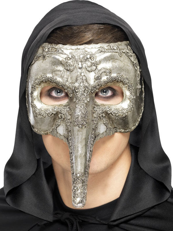 Venezianische Schnabelmaske Halloween Maske silber
