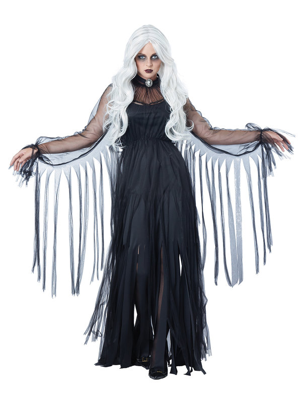 Elegante Geisterfrau Halloween-Damenkostüm Gespenst schwarz