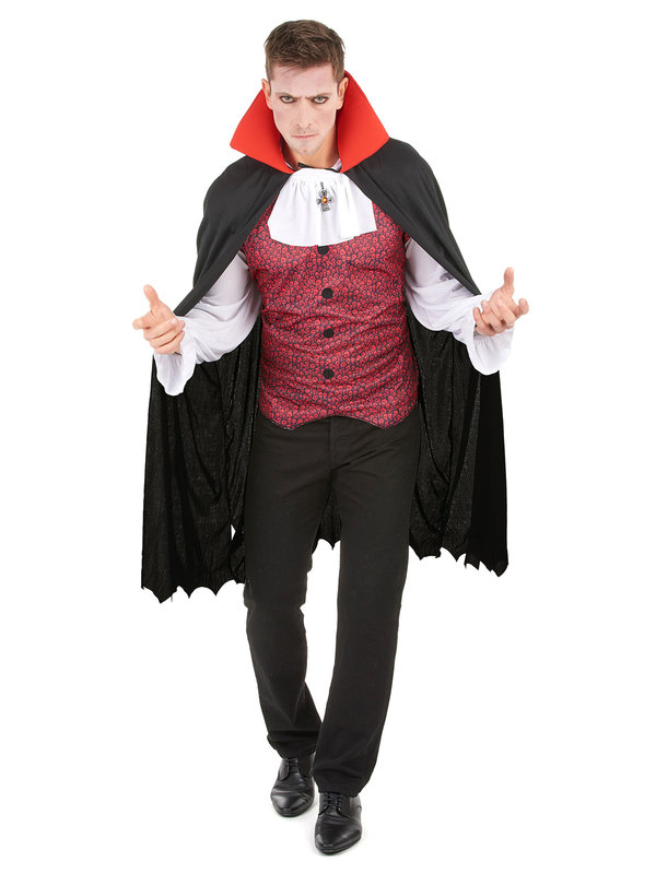 Dracula Vampirgraf Halloween-Herrenkostüm rot-schwarz-weiss