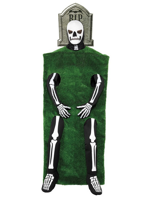 Gothic Manor Grab mit Skelett Kostüm schwarz-weiß-grün