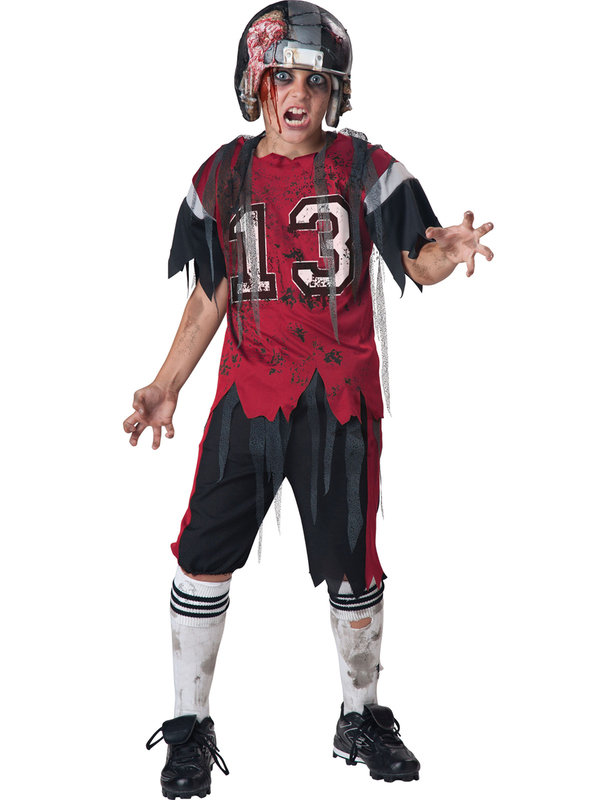 American Football Zombie Halloween-Kinderkostüm rot-weiss-schwarz
