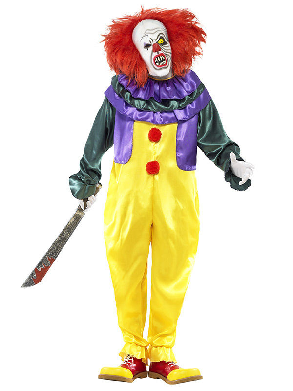 Horror-Clown Halloween-Kostüm gelb-rot