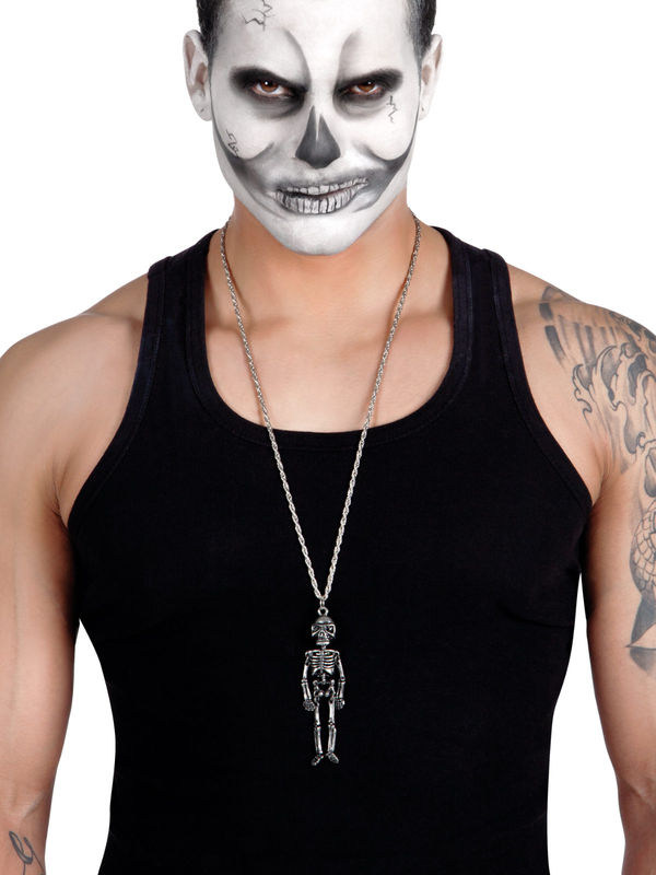 Skelett-Halskette Halloween-Schmuck silber