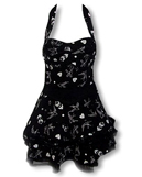Schwarz weißes Lolitakleid mit Rockabilly Print L