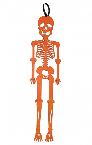 Hänge-Skelett aus orangenem Filz