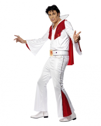 Elvis Kostüm Lizenz Weiß Rot