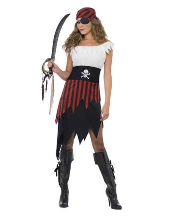 Piratin Kostüm Schwarz-Rot