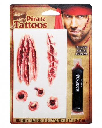 Zombie Piraten Tattoo Wunden