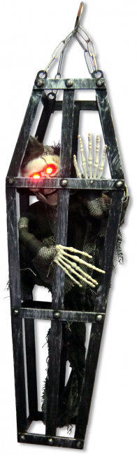 Deko Skelett im Käfig mit LED Augen