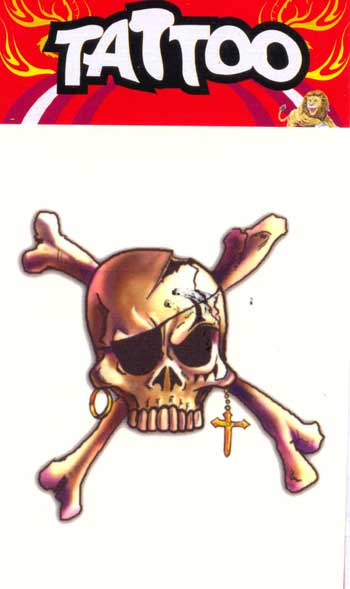 Piraten Tattoo Skull und Bones mit Kreuz